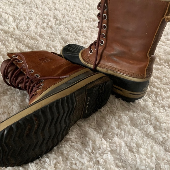 Sorel Brown & Black Waterproof Leather, Rubber Snow Winter Boots Size 8 - Picture 2 of 5